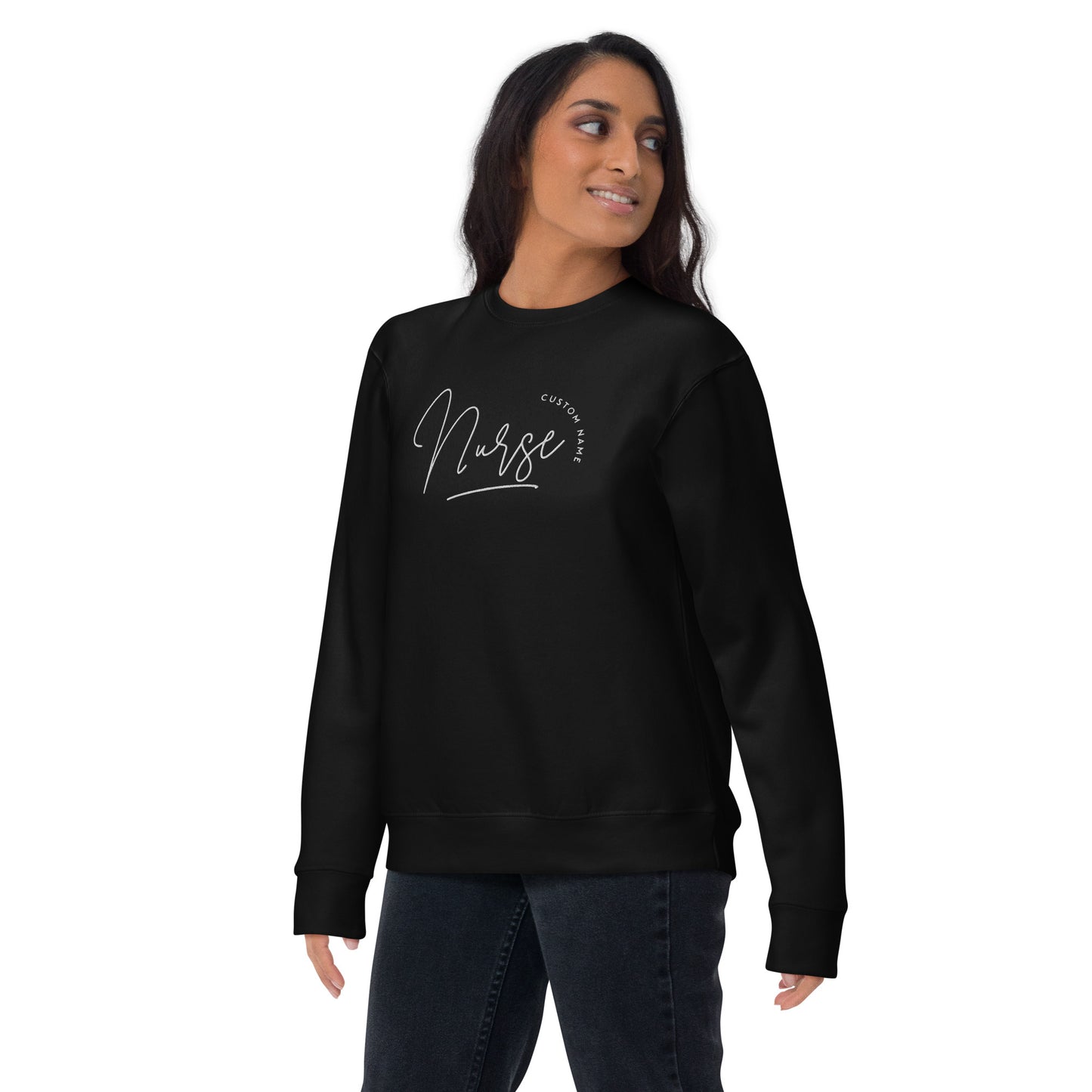 Custom Text Embroidered Nurse Name or Unit Premium Sweatshirt (MUST EMAIL contact@nursedripfit.com or contact via social media/chat to initiate custom order)